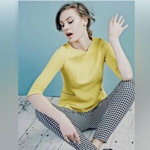 Boden Ottoman Maggie Cotton Ribbed Textured
Fitted Top Chartreuse US 10 S011